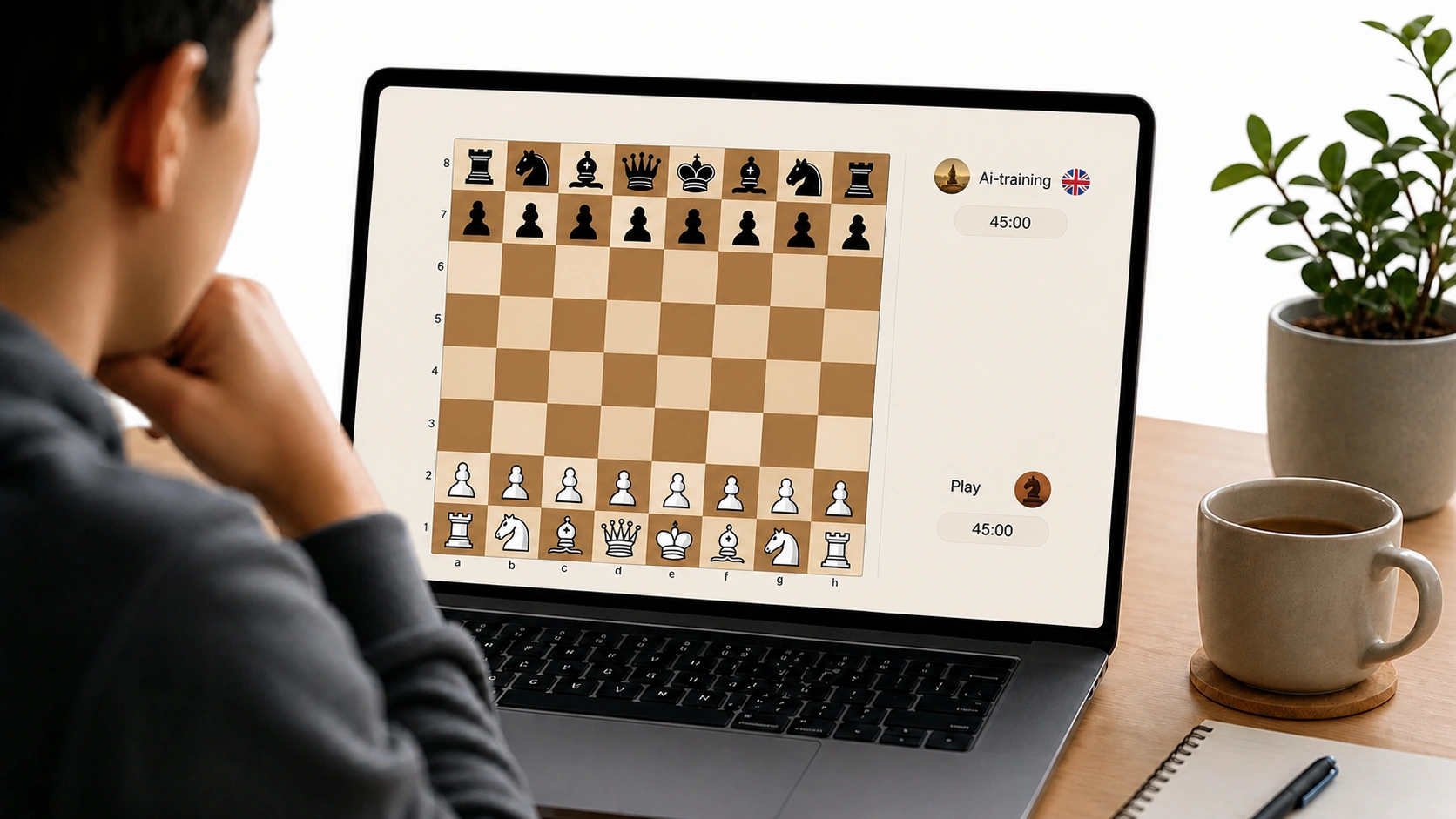 Trening z komputerem na Chesswood — poziomy AI i spokojna nauka gry w szachy